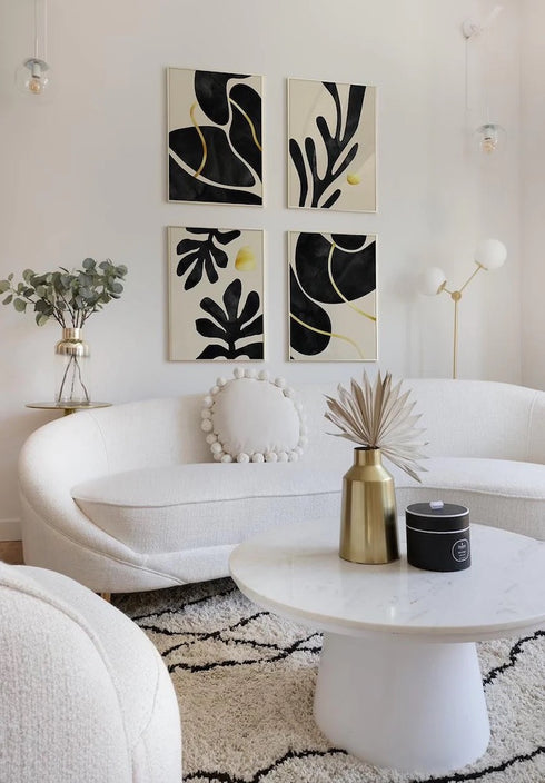 Beige Black Real Gold Set Of 4 Posters 50x70cm